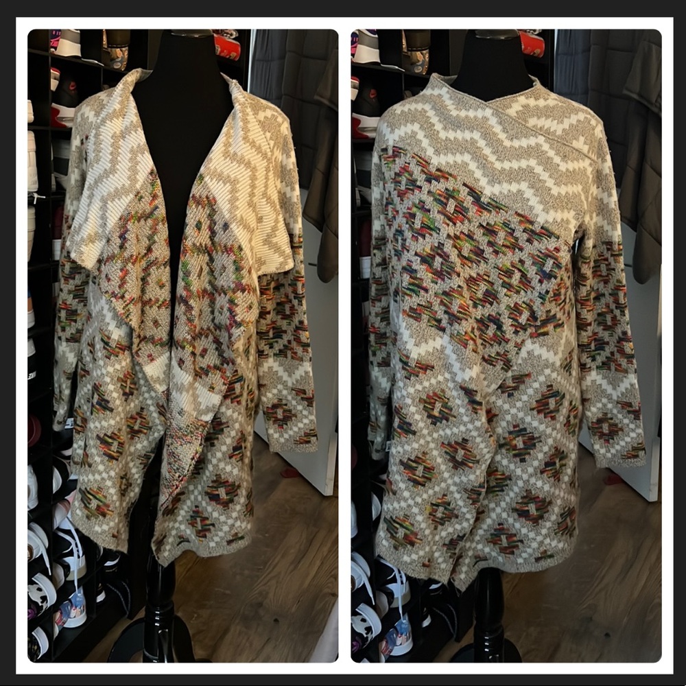 Design Lab: Geometric, Open-Front Long Cardigan W… - image 1